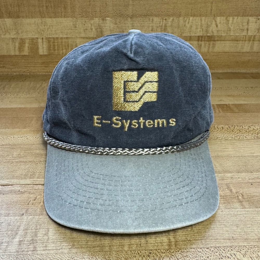 Vintage Cobra Caps E-Systems Snapback Hat Faded Black Gold Logo Rope Trucker Cap